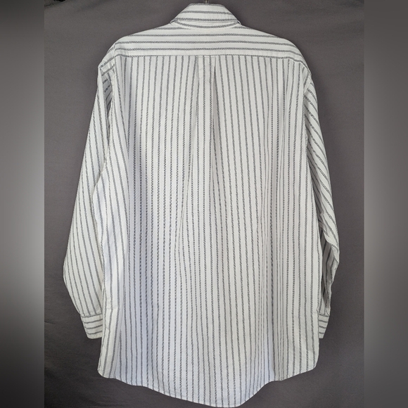 Ralph Lauren Yarmouth 17/35 White With Dark Gray Stripes Some Wear At The Collar - Picture 2 of 12